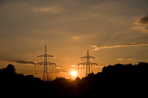 sunset clouds forest linz gold austria wire power shilouette upperaustria solarcity