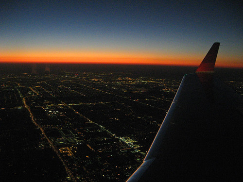 sky sunrise airplane lights michigan detroit wing jet