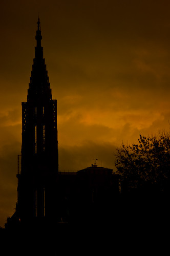 black yellow sunrise cathedral strasbourg shape