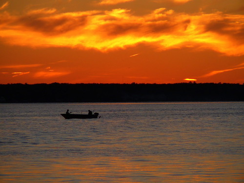 sunset silhouette landscape fishing fishermen michigan cadillac lakemitchell lakemitchel