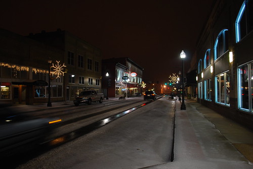 street winter ice night streetlight downtown conway sidewalk arkansas conwayar
