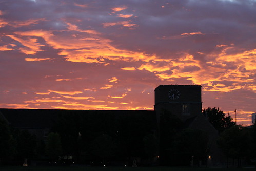 sky clock college clouds sunrise clocktower notredame nd southquad