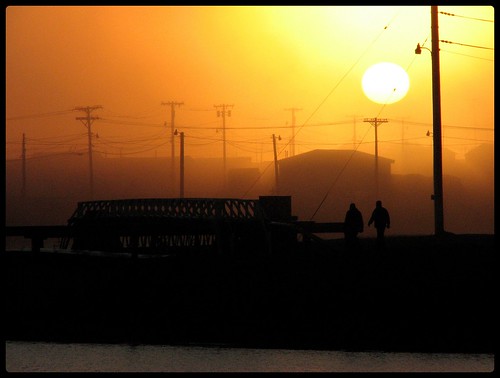 city morning bridge sky usa sun fog alaska sunrise unitedstates arctic sillouette barrow challengeyou challengeyouwinner aplusphoto