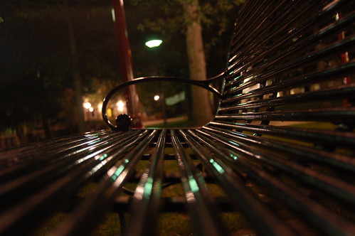 park night reflections dark bench angle pov oakgrove iup