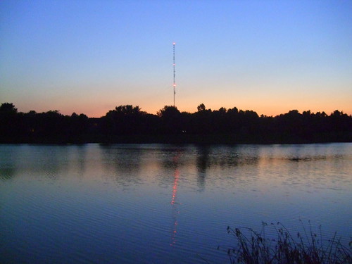sunset lake reflection parkland