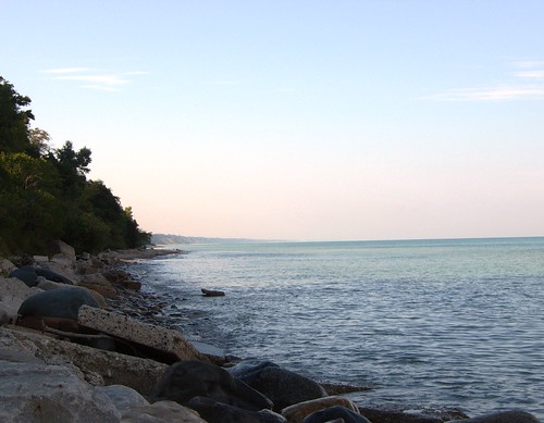 pink blue lake beach water sunrise rocks michigan horizon lakemichigan shore lakeshore