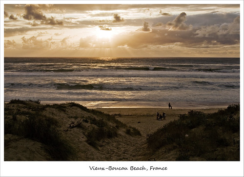 sunset sun france beach strand waves dune atlantic vieuxboucau