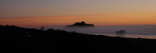 sunset panorama crescentcity seastack