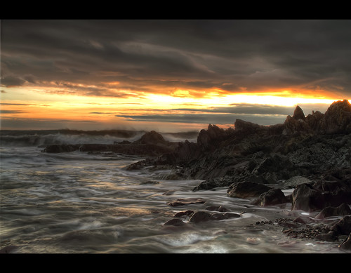 ocean ireland sunset sea seascape coast rocks cork ragged ballymacotter
