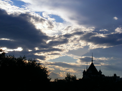 sunset church clouds