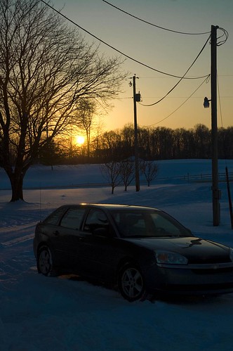 trees winter sunset snow car d70s malibu maxx malibumaxx