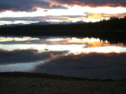 sunset clouds montana waterreflection