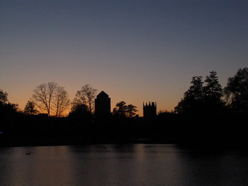 sunset silhouette dusk lagoon dekalb castel niu altgeld
