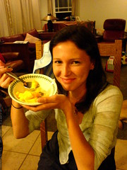 aunt mango, enjoying a bowl of mango fruit   DSC01684 