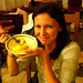 aunt mango, enjoying a bowl of mango fruit   DSC01684