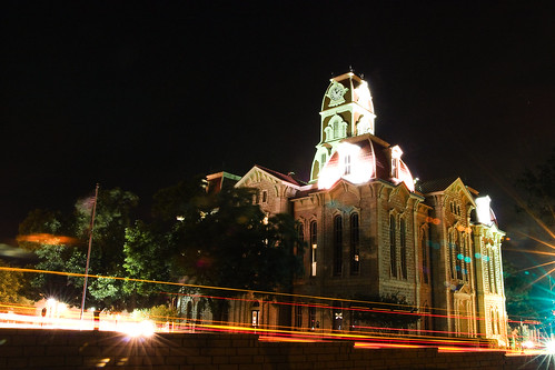 county longexposure light red orange usa stars texas clocktower courthouse streaks 2am parker taillights weatherford