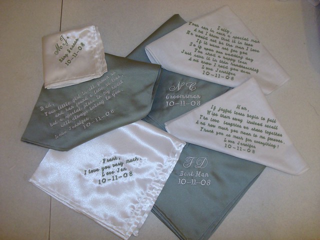 Wedding Handkerchiefs Bridal, Linen and Cotton Personalized