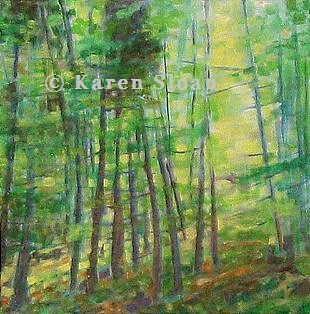 trees lake rock pine forest river garden painting landscape pond acrylic birch canadiansheild karensloan