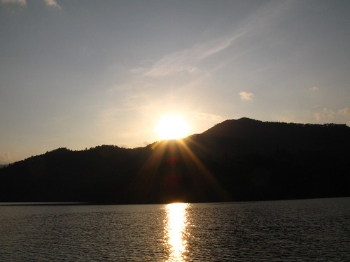 sunset lake mountains