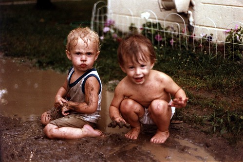 Timmy and Clint Playing in the Mud