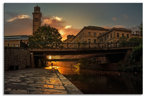 reflection mill water sunrise canal yorkshire ngc saltaire 2012 salts d90 spectacularsunsetsandsunrises