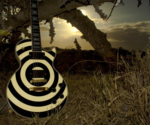 sunset atardecer guitar guitarra canon350d bullseye bls lespaul coucherdesoleil guitare emg blacklabelsociety zakkwylde 20mmf28 prideandglory gibsoncustom
