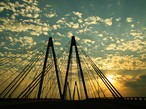 bridge sunset clouds texas baytown houston laporte cablestay shippingchannel