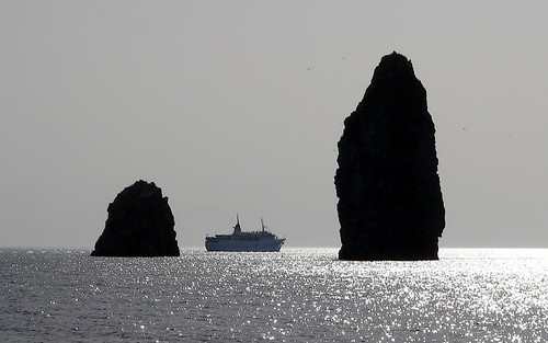 light sea italy sun seascape art landscape boats islands landscapes rocks ship sicily eolie lipari