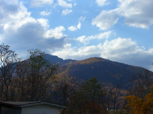 autumn sky mountain clouds foliage
