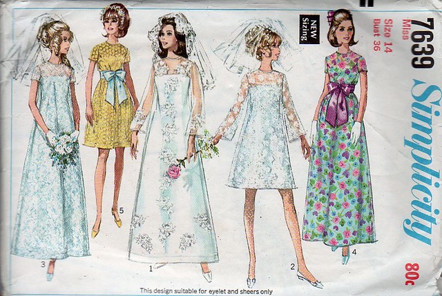 Vintage sewing pattern  1960s wedding  dress  bridesmaid  