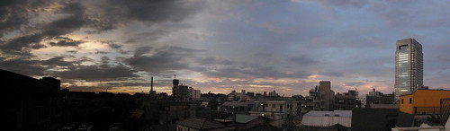 sky autostitch panorama geotagged dawn tokyo 東京 世田谷区 setagayaku yōga tōkyō 用賀 用賀四丁目 geo:lat=35626715 geo:lon=13963363
