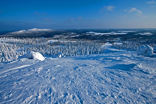 winter mountain snow finland scenery view hill kuusamo fell ruka