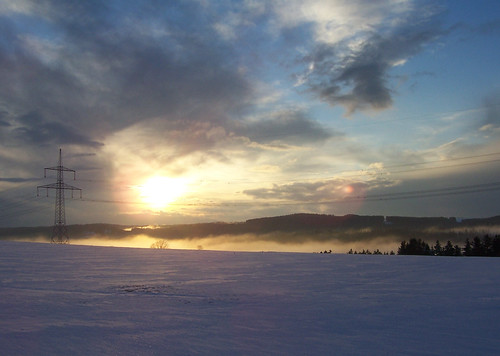 schnee sunset cloud mist snow field fog germany easter landscape bayern sonnenuntergang nebel feld wolke ostern landschaft oberfranken frankenwald aufderwach