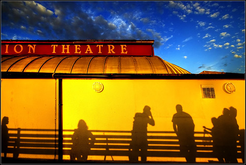 sunset pier shadows theatre dusk cromer