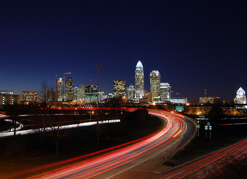 street city light urban building tower skyline night skyscraper dark landscape lights evening office nc highway long exposure downtown boulevard cityscape nightscape metro charlotte dusk district central trails northcarolina center scene headlights queen clear business uptown freeway highrise bankofamerica carolina after cbd independence qc banks blvd taillights clt reflectyourworld 61909ngc
