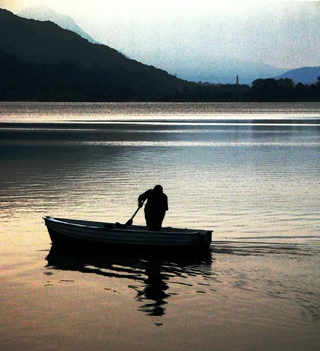 light italy man water reflections boats lago lakes silhouettes watercolour piedmont verbano mergozzo italianlakes abigfave