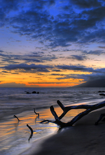 ocean sunset beach hawaii maui hdr wailea photomatix mokapubeach nikond80 nikon1855