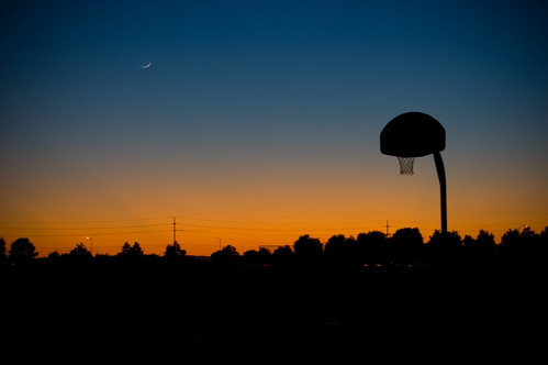 california ca blue trees sunset red usa moon nature silhouette basketball hoop court backboard outdoors us sundown dusk united crescent states thumbnail bball davis