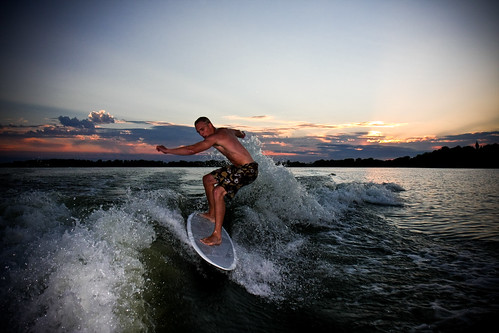 sunset sport boat surf wake wakesurf