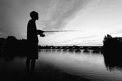 bridge sunset bw white black silhouette fishing pb moissac