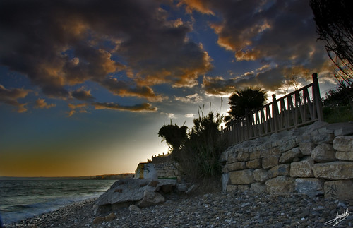 sunset atardecer mar playa cielo nubes estepona piedra alrian