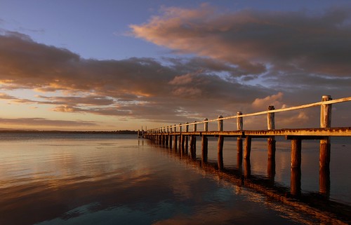 sunset sky lake reflection clouds landscape scenery australia nsw centralcoast