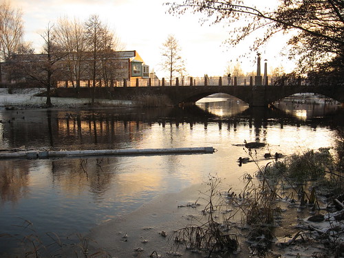 bridge winter river sweden tranås