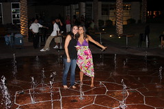 Alethea and Mona frolicking in the fountain.