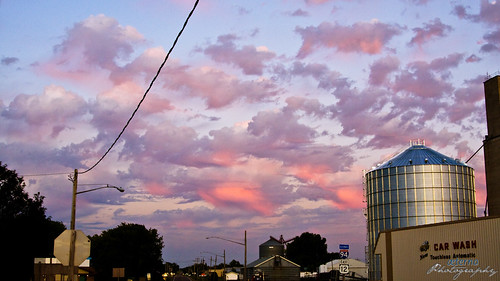 pink sunset sky clouds grainbin