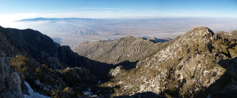 View north toward San Gorgonio Mountain, looking down into the Falls Creek Drainage