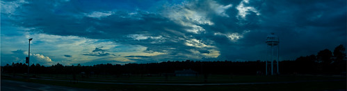 sunset sky storm clouds canon georgia university watertower southern tropical statesboro fay gsu 400d tamron2880mmf3556 9638x2581 9762x2579