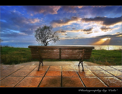 morning sea sunrise canon bench island view aegean greece sunbeams chios 24105f4 mywinners eos400d tolis anawesomeshot goldstaraward flioukas