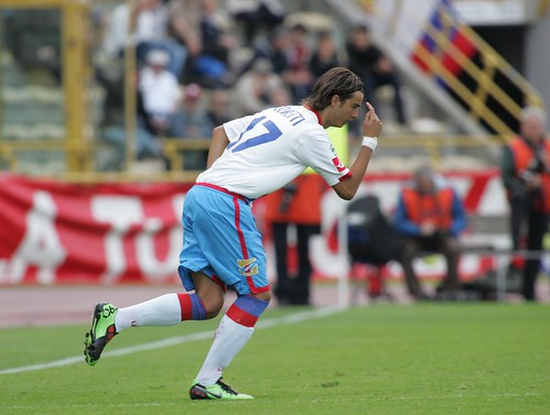 Moretti con la maglia del Catania nella stagione 2009/10