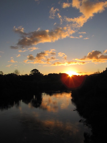 sunset newzealand river landscape scenery hamilton waikato northisland region waikatoriver